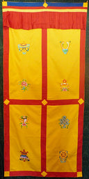 Yellow Polyester Auspicious Symbols Door Curtain