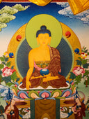 Shakyamuni with 2 Disciples Thangka | Medium