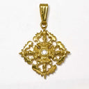 Large Double Vajra Pendant - 18K Gold w/diamond