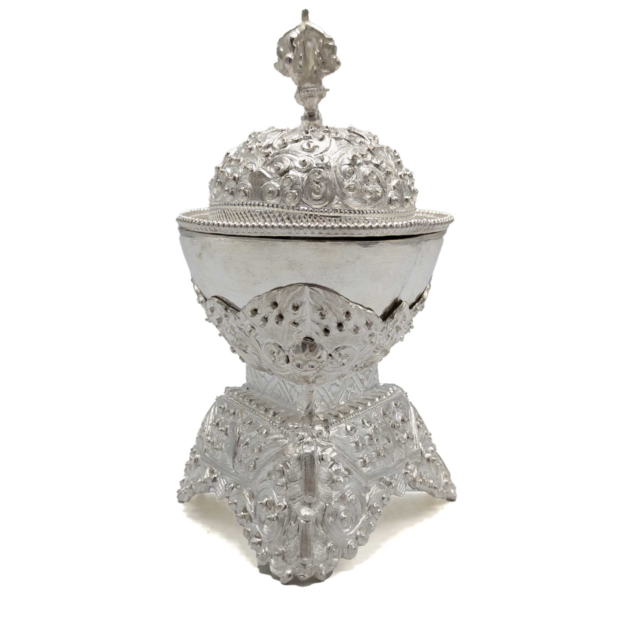 Ornate Pure Silver Kapala - 5.8