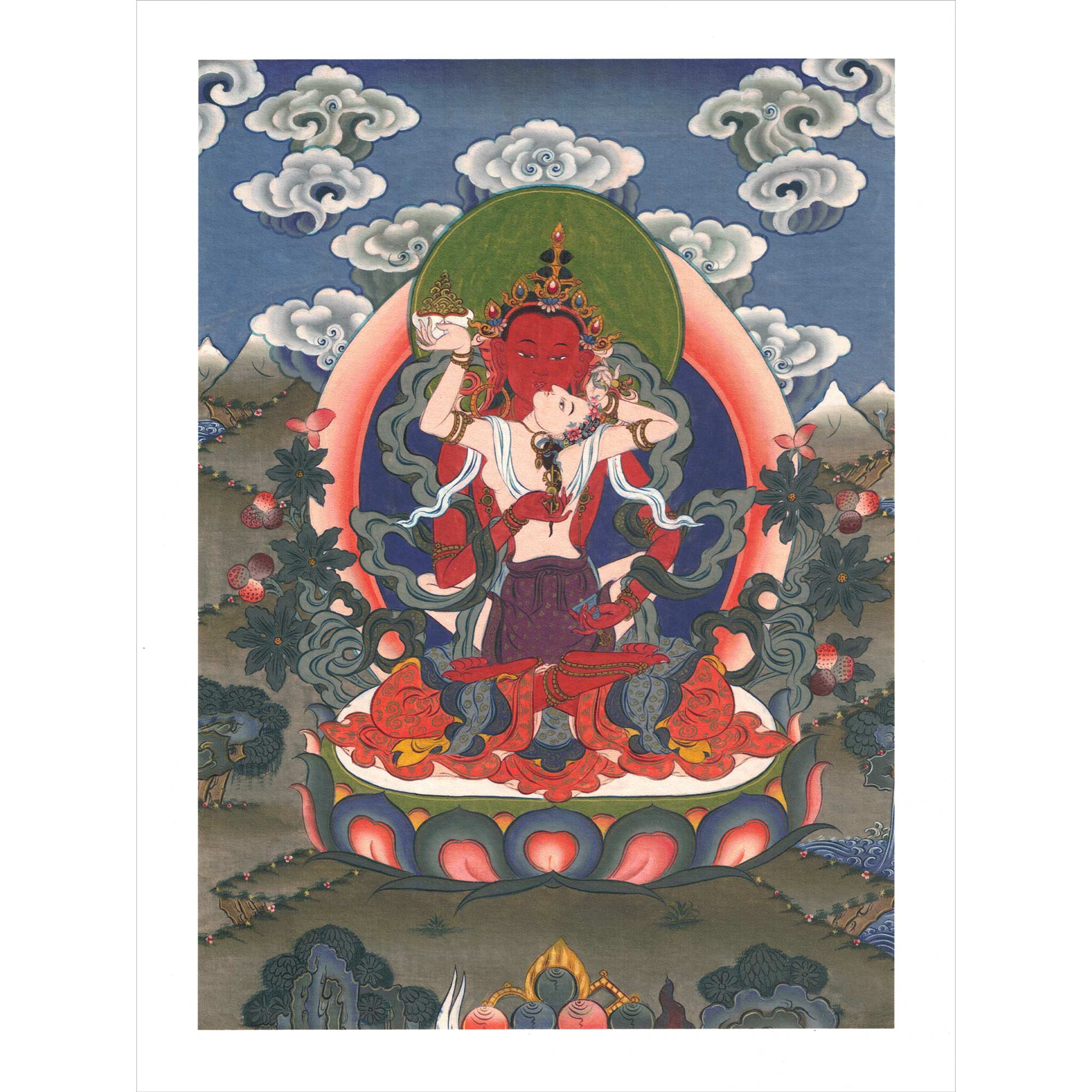 Thangka Print - Red Vajrasattva and Consort - Clearance
