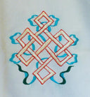 Blue Cotton Auspicious Symbols Door Curtain