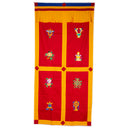 Red Cotton Auspicious Symbols Door Curtain