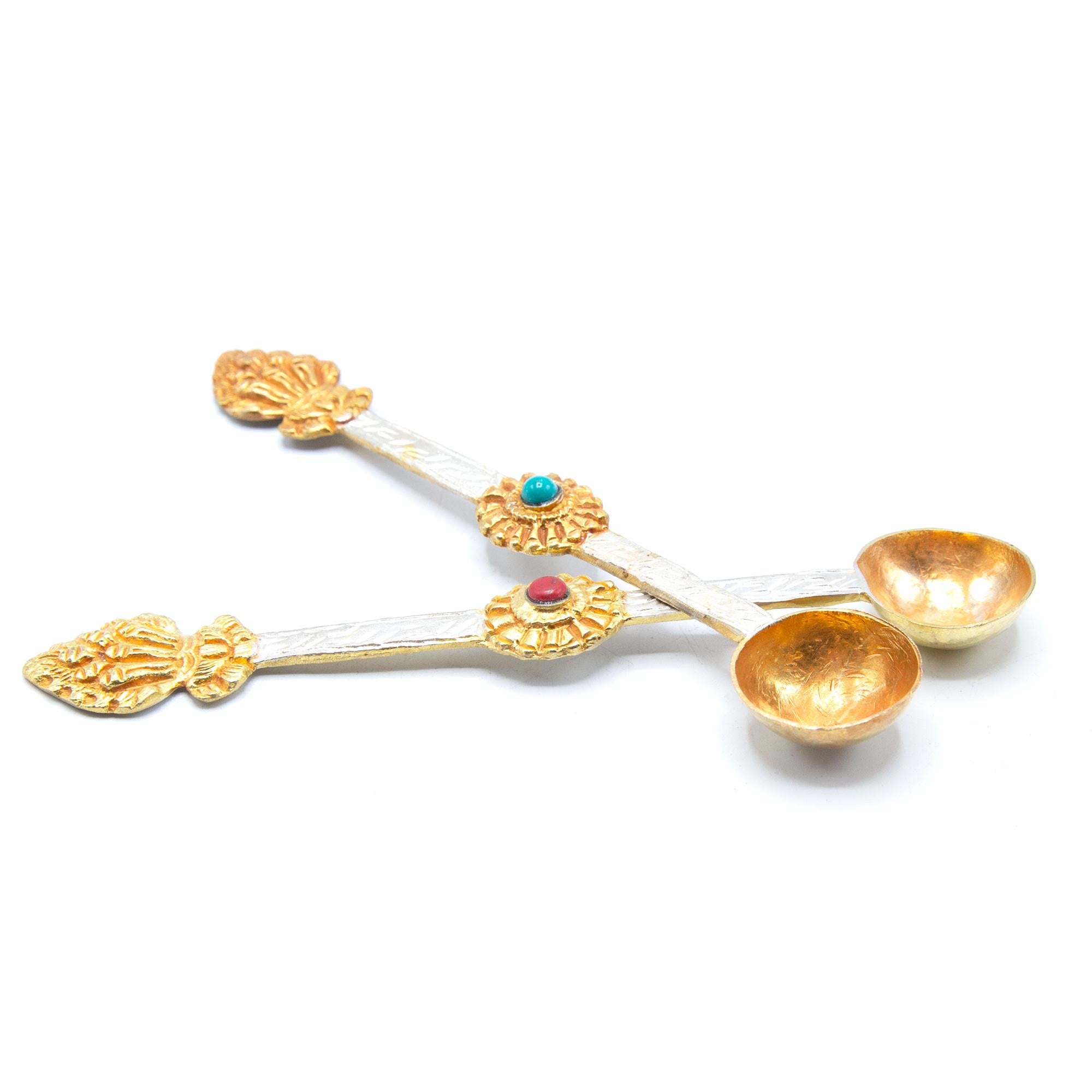 Silver and Gold Brushed Ritual Spoon Set - 6