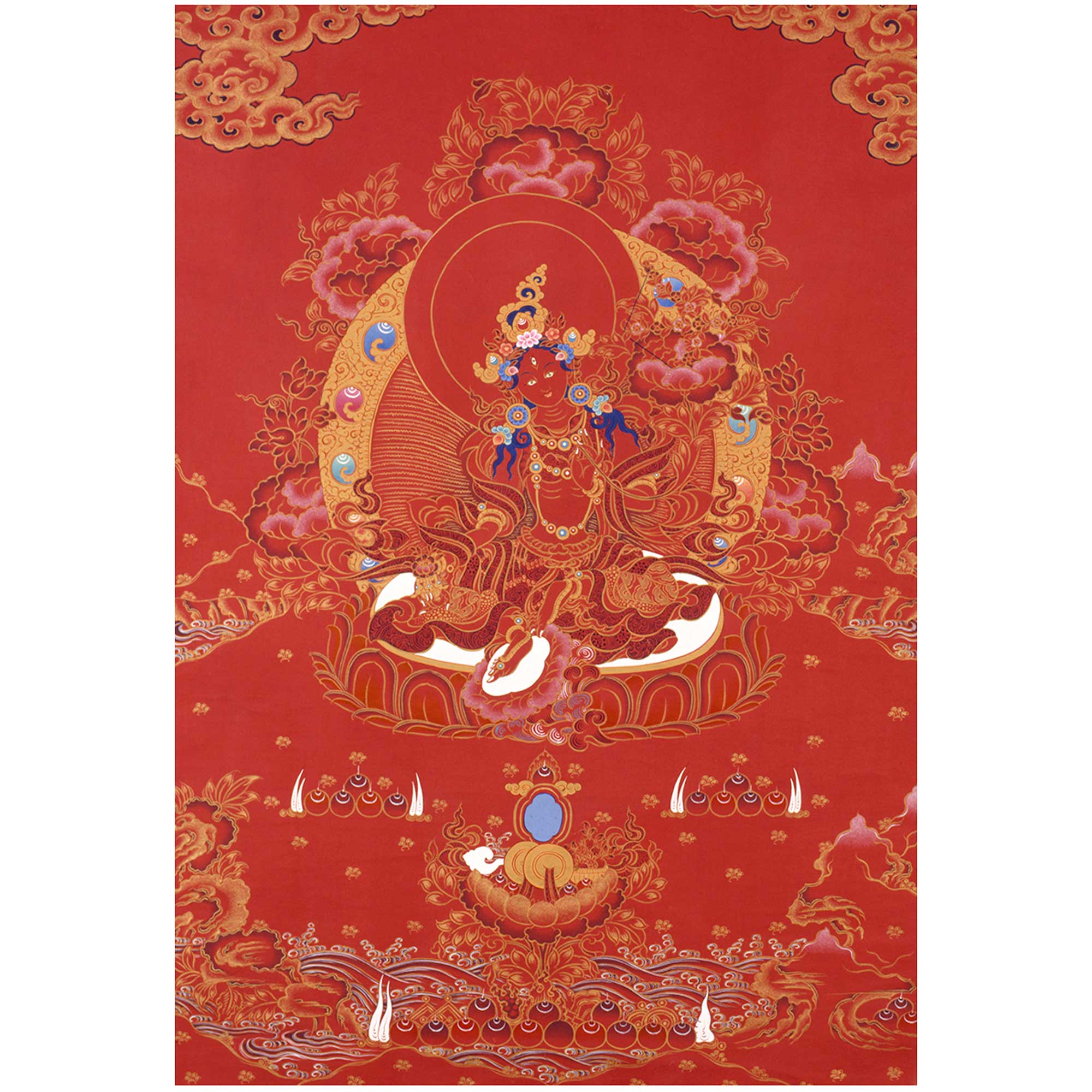 All Red Tara Thangka Print - A3 Giclee Print