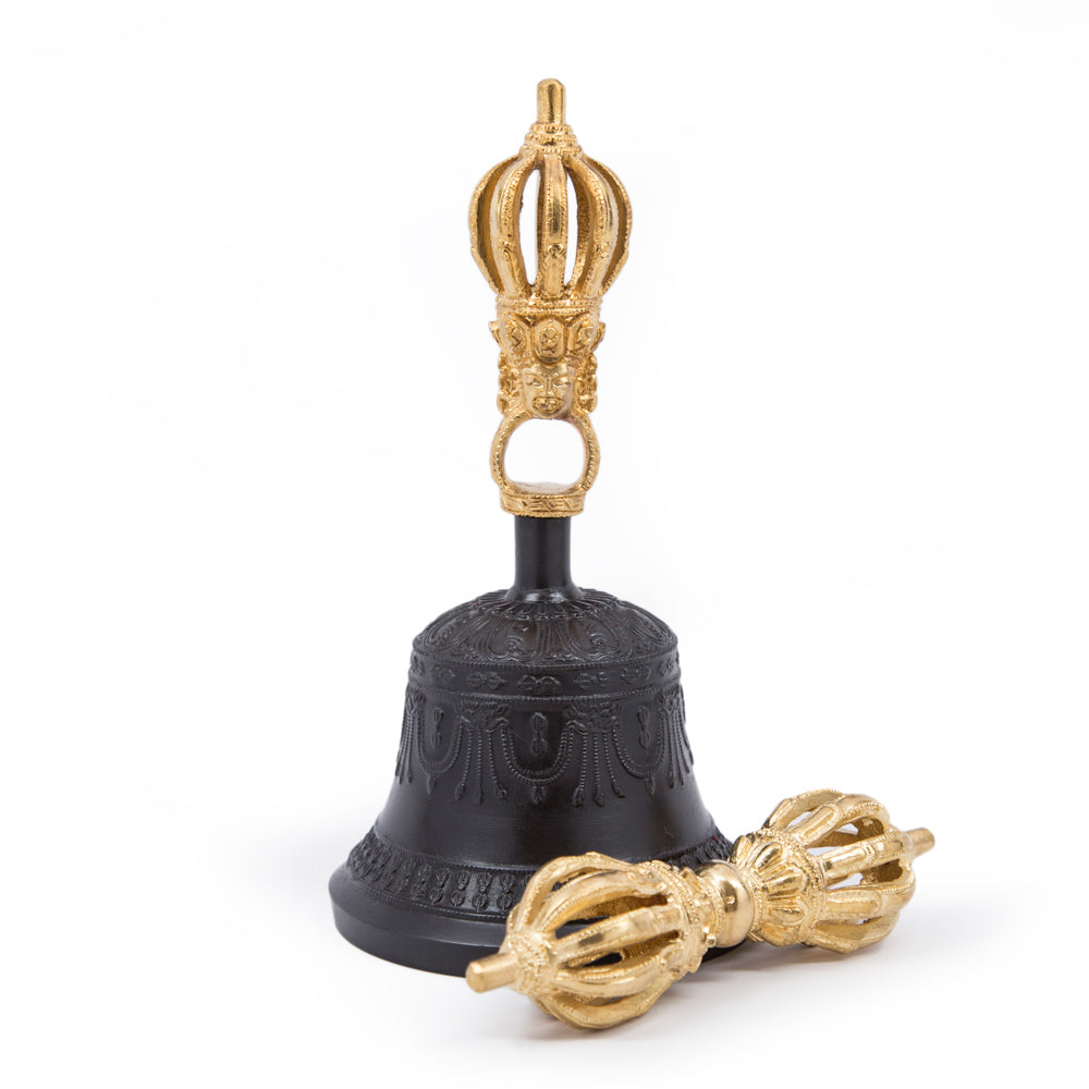 Standard Antiqued Gold Bell and Dorje, 9-pronged