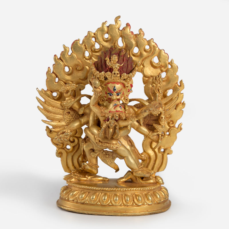 Vajrakilaya Gold Statue with Painted Face - Mini