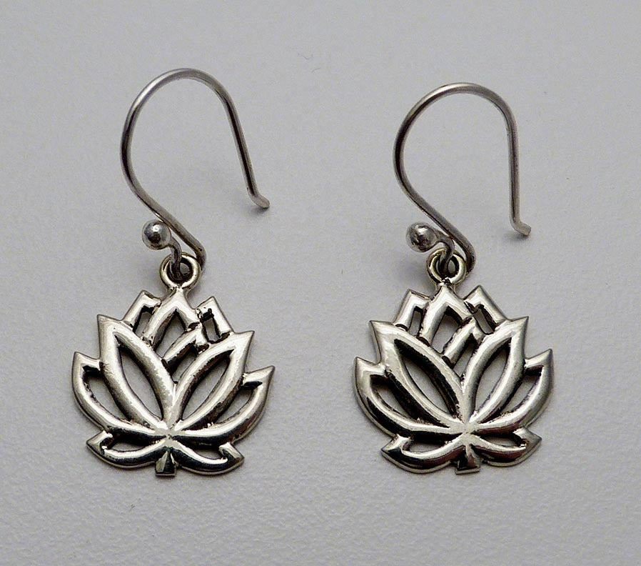 White Metal Lotus Earrings
