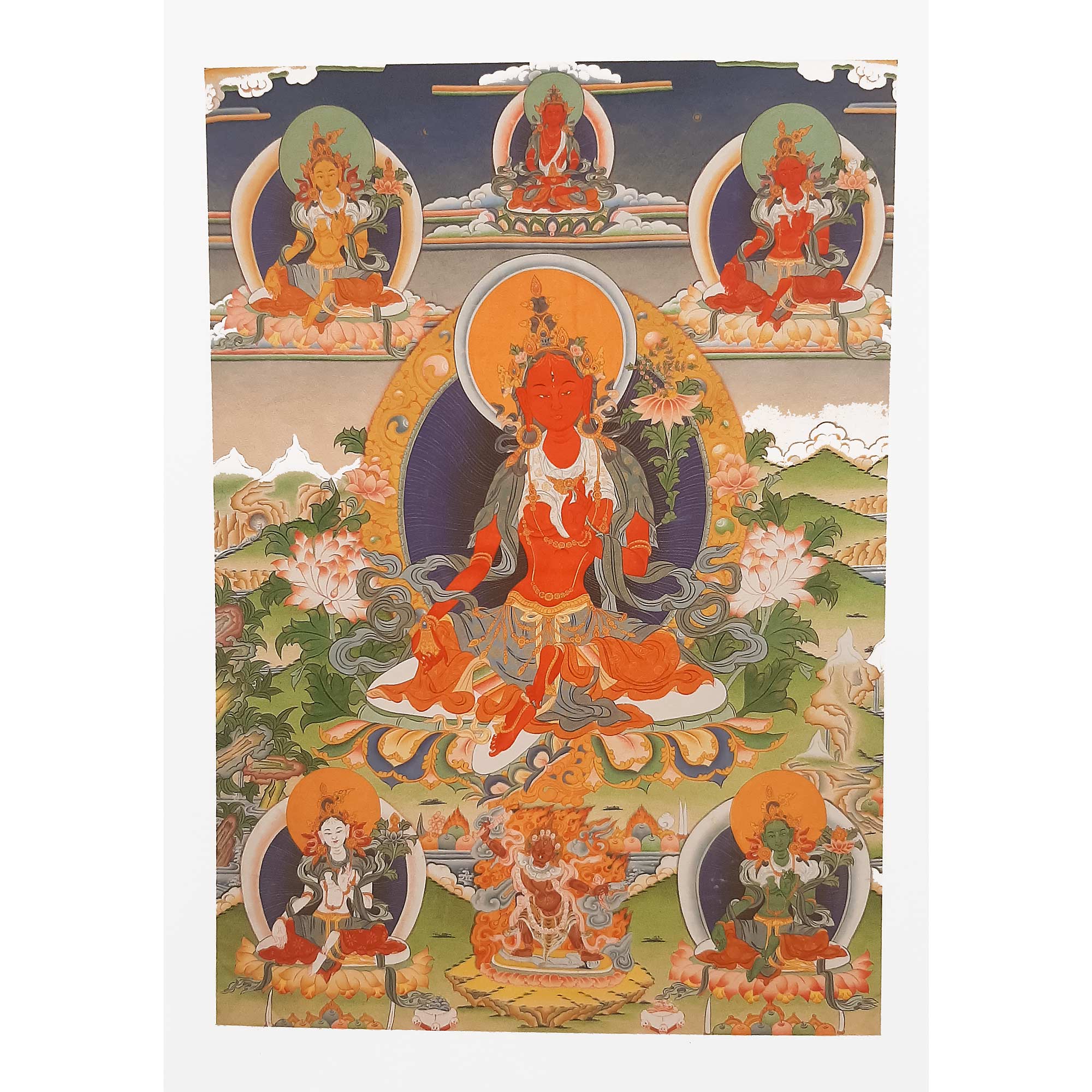 Red Tara Mandala Thangka Print - -Giclee Print-Clearance
