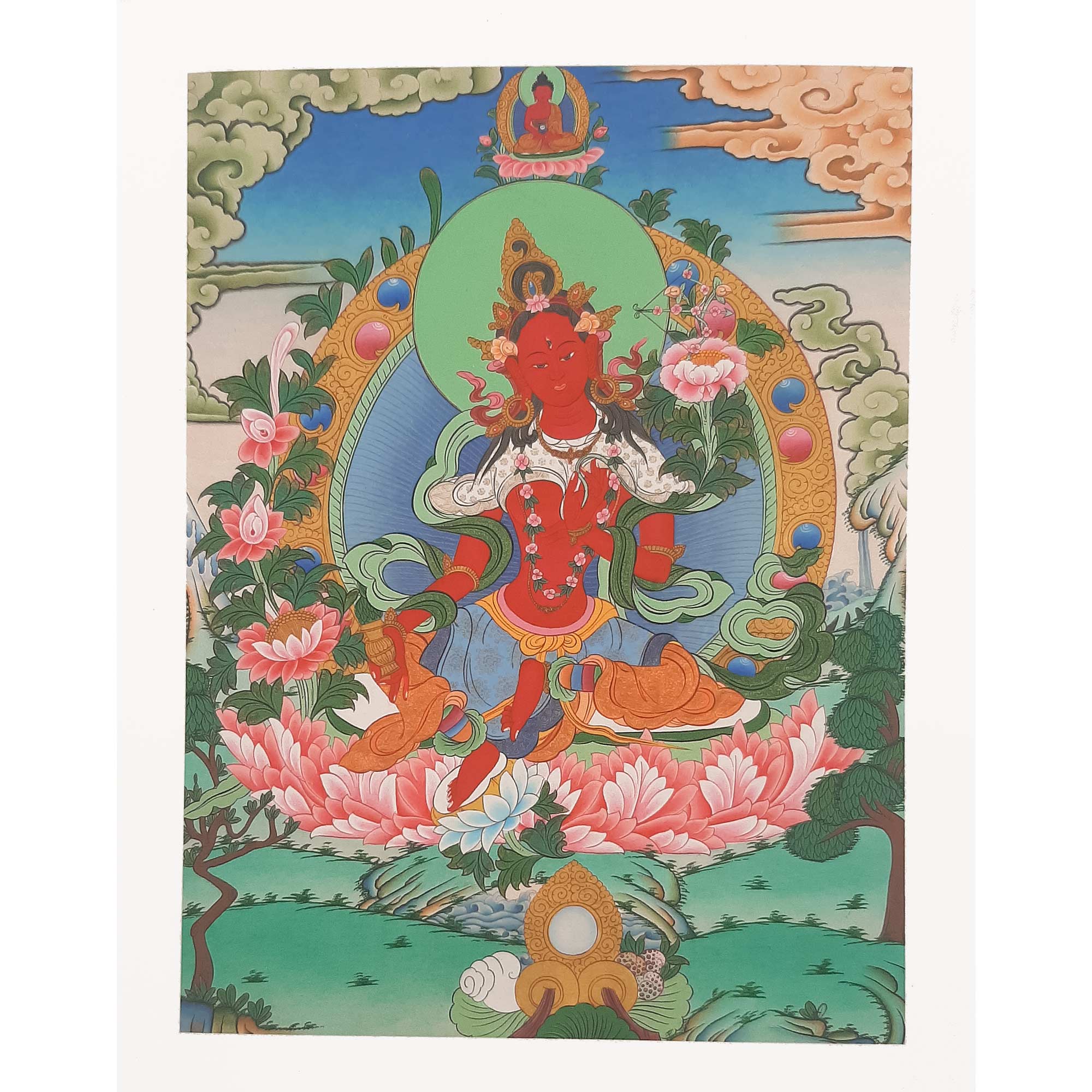 Thangka Print - Red Tara v2 -Canvas Print - Clearance
