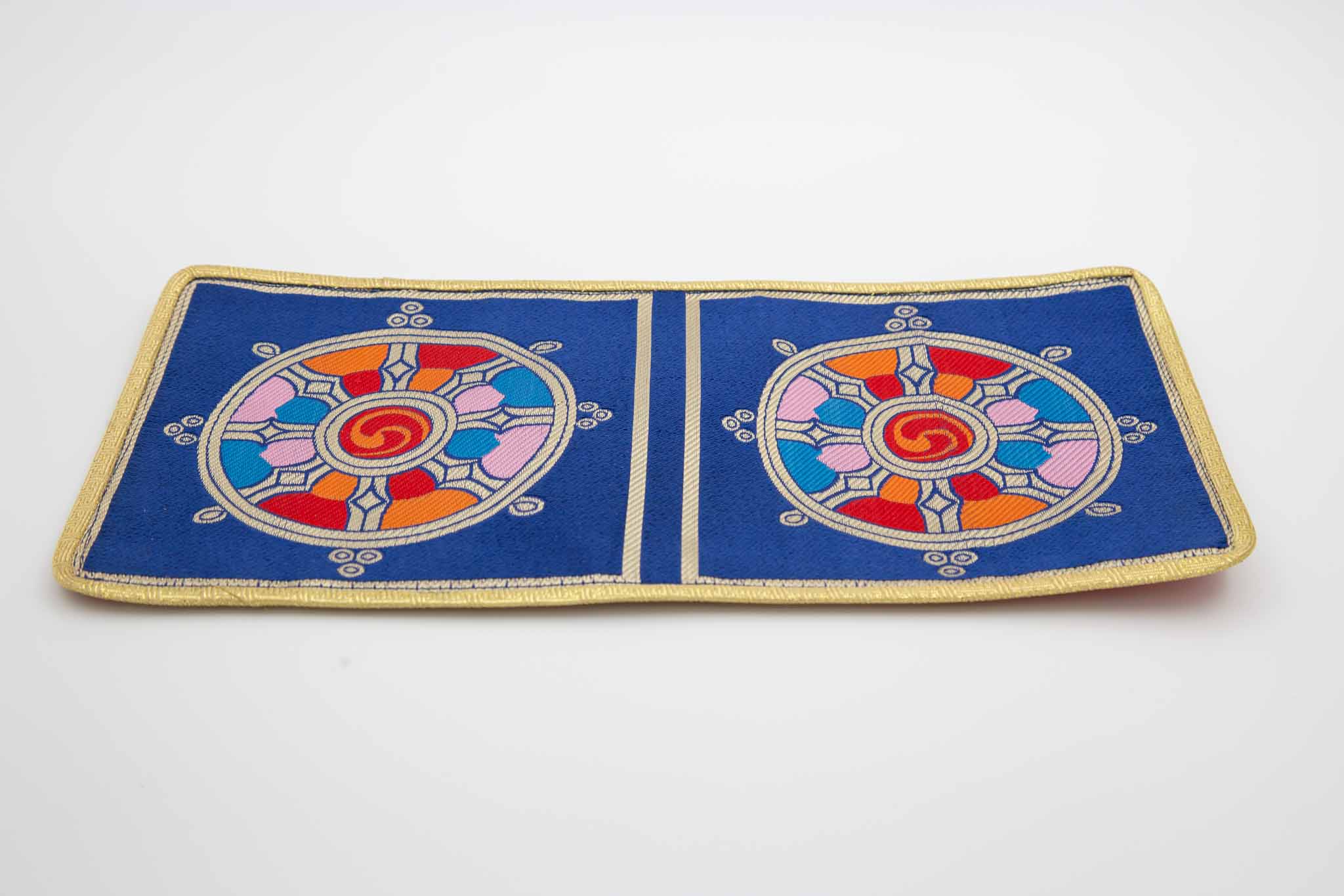 Large Bell & Dorje Mat || Dharma Wheel  - Blue