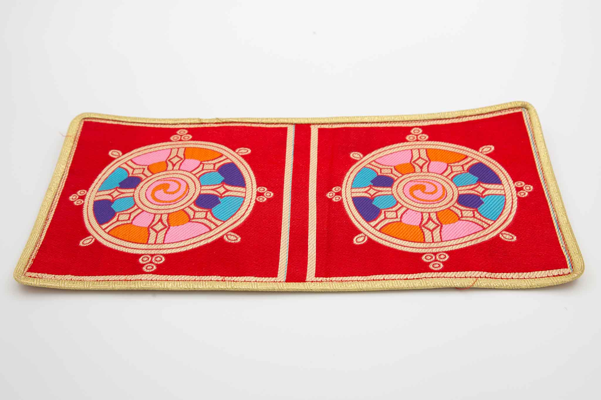 Large Bell & Dorje Mat || Dharma Wheel - Red