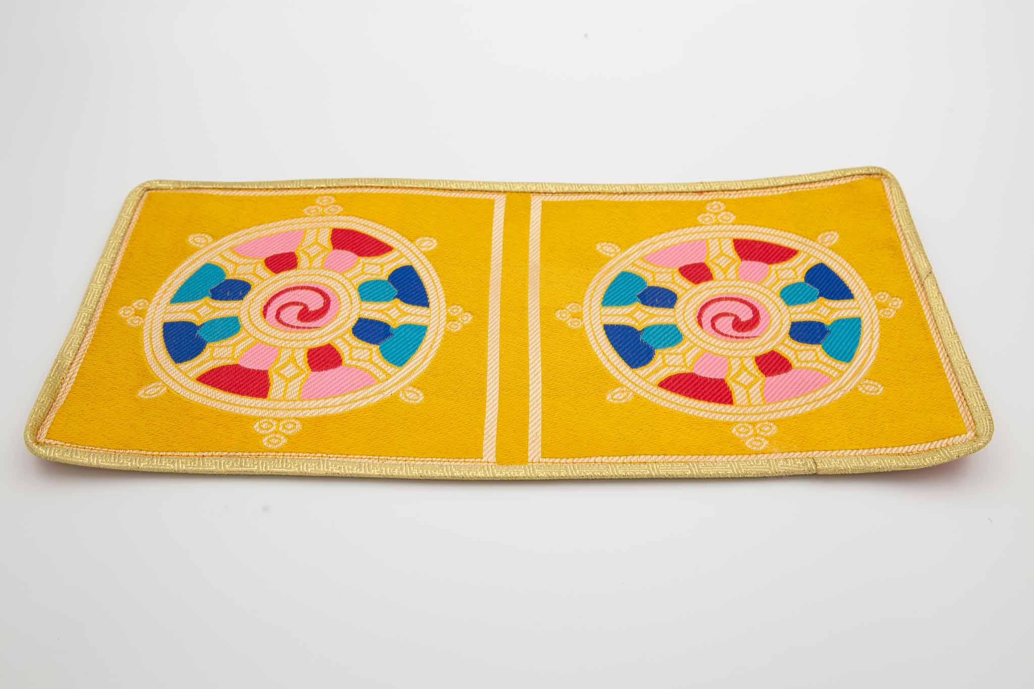 Dharma Wheel Bell & Dorje Mat | Yellow | Large