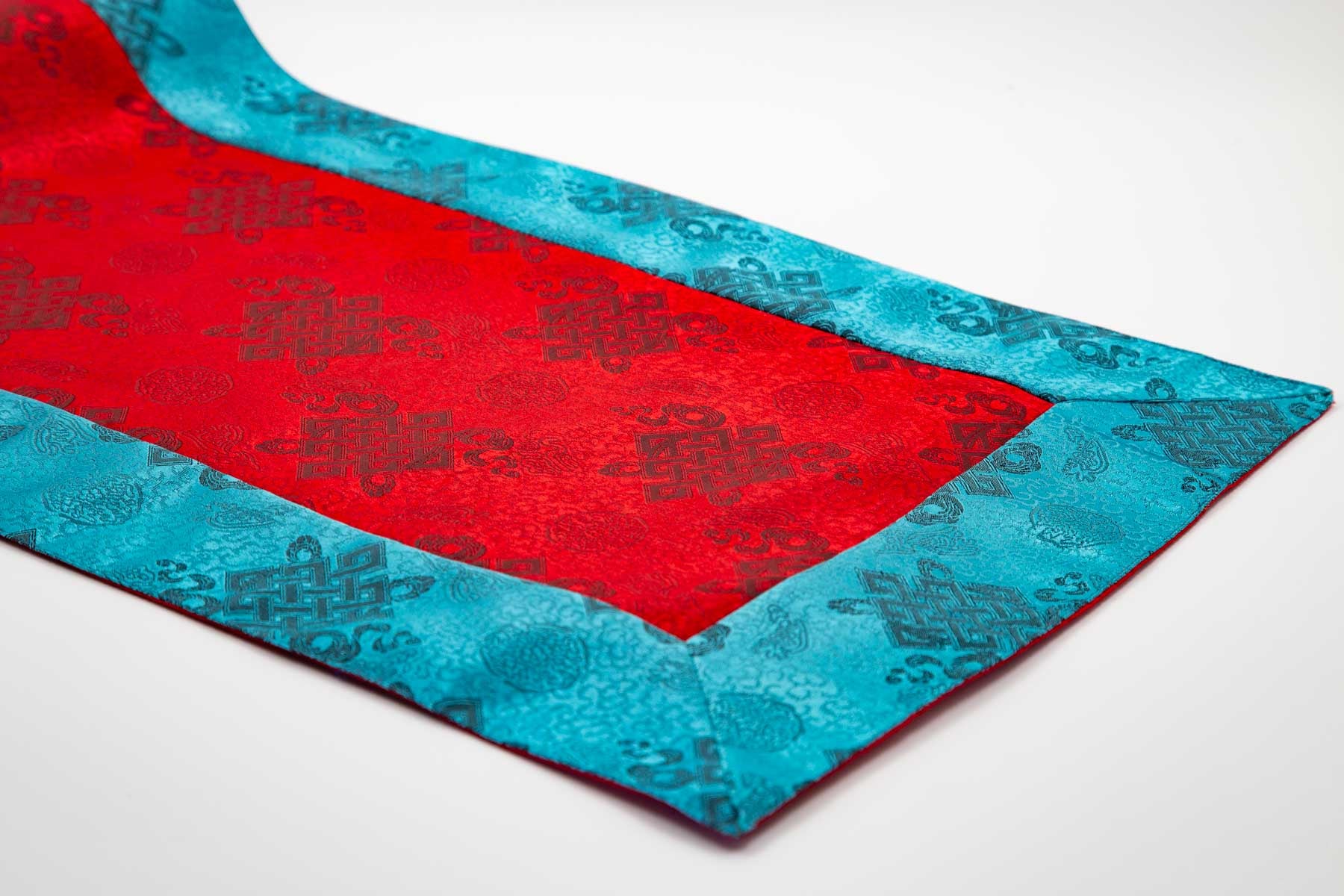 Turquoise & Red Brocade Shrine Cloth | 42”