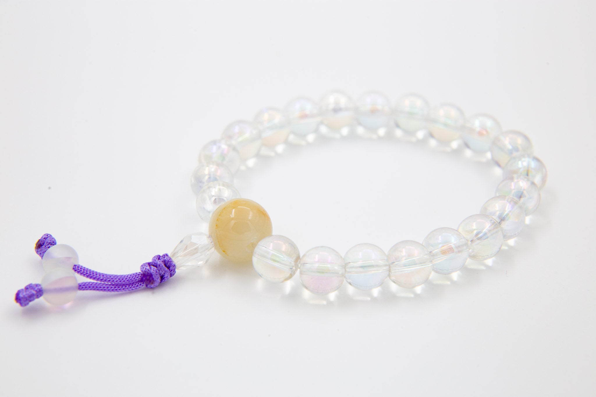 Wrist Mala- Rainbow Quartz w/moonstone