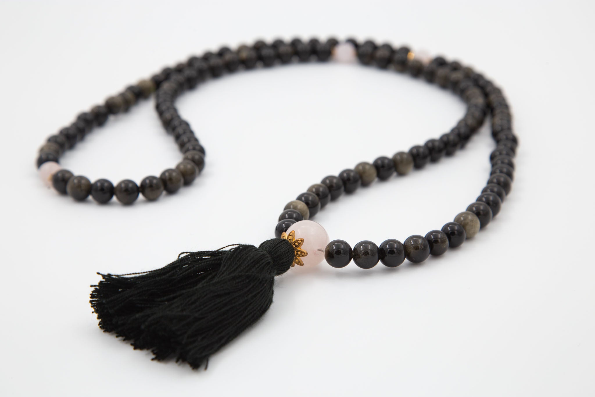 Gold Obsidian & Rose Quartz Mala