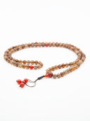 Tibetan Brown Agate Mala with Carnelian