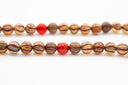 Tibetan Brown Agate Mala with Carnelian