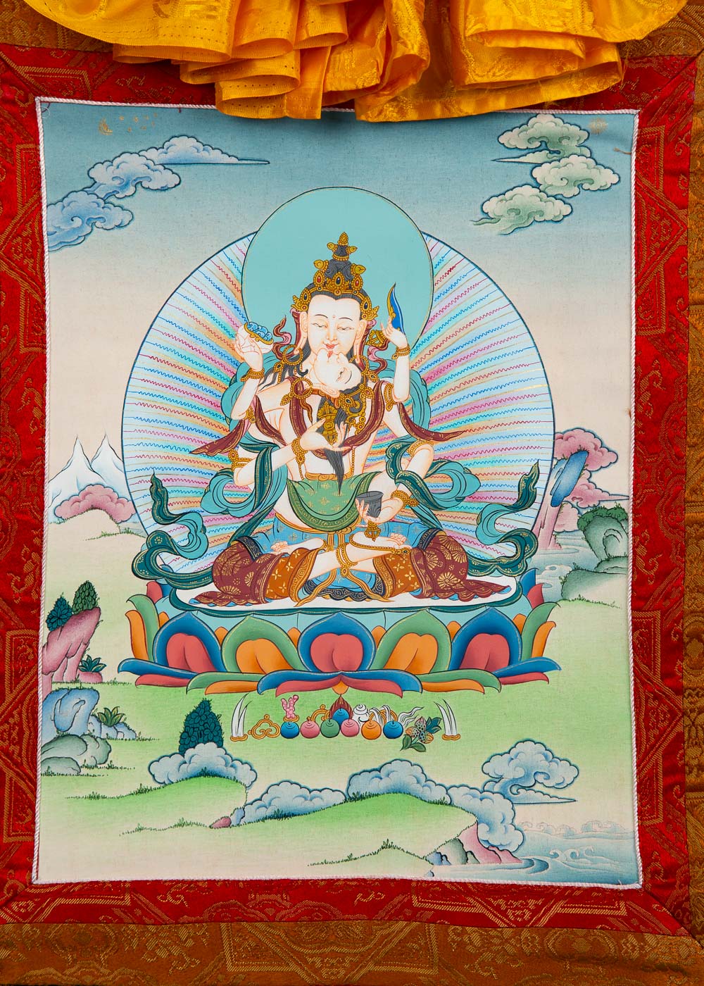 Vajrasattva Yab Yum Thangka - Small