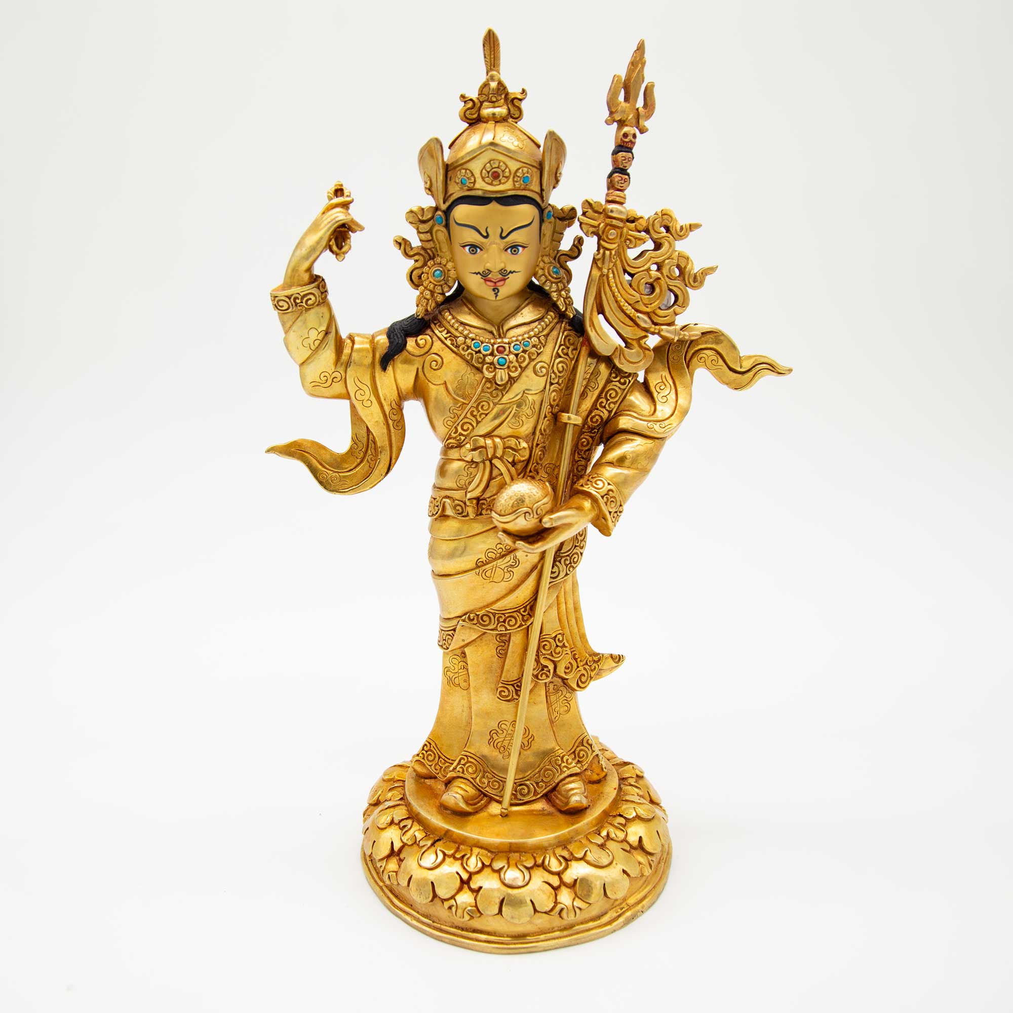 Fully Gilded Standing Guru Rinpoche Statue 12