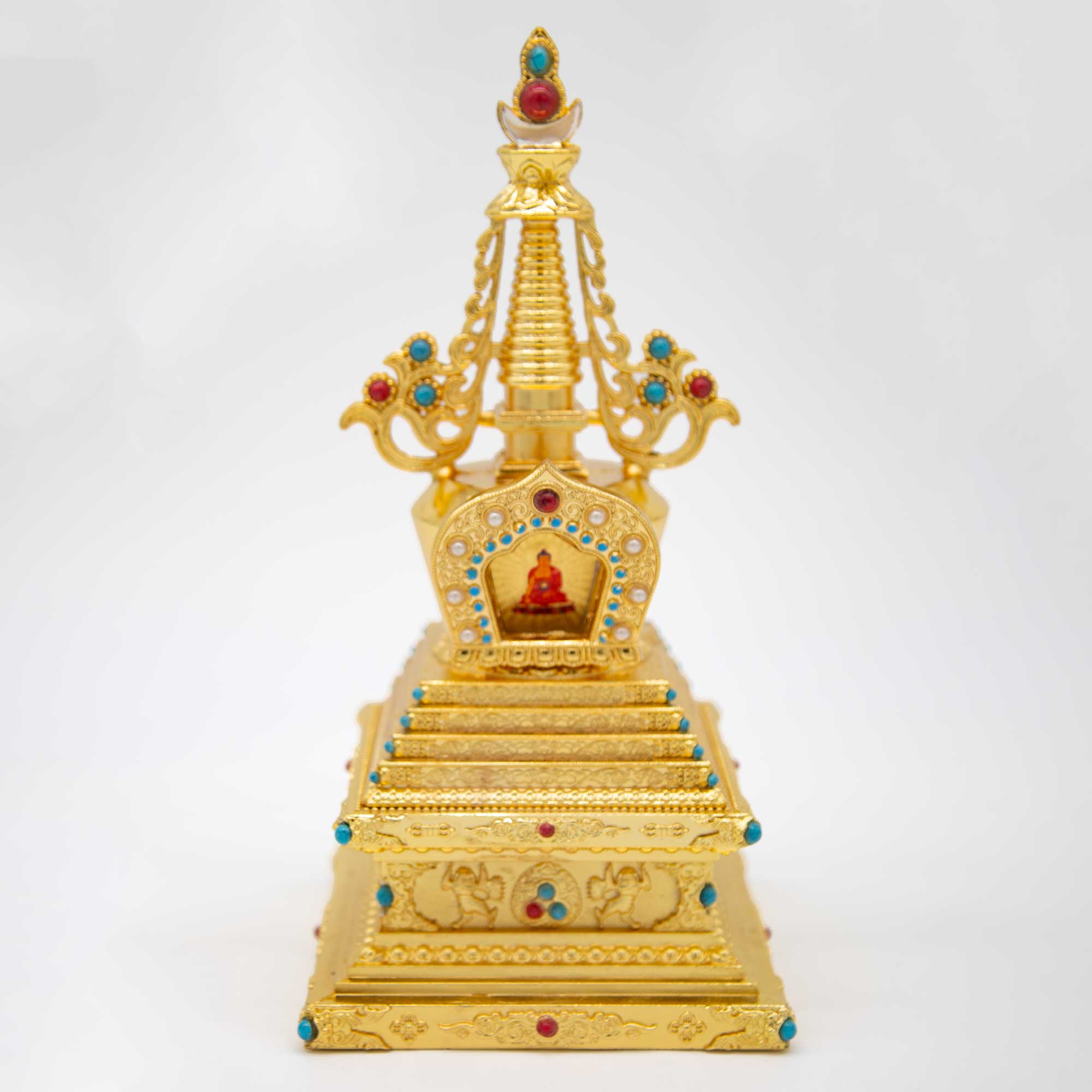 Gold Colored Stupa with Darani Scroll
