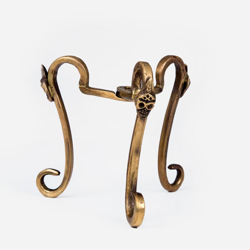 Brass Kapala Stand with Skulls - 3.75 inch