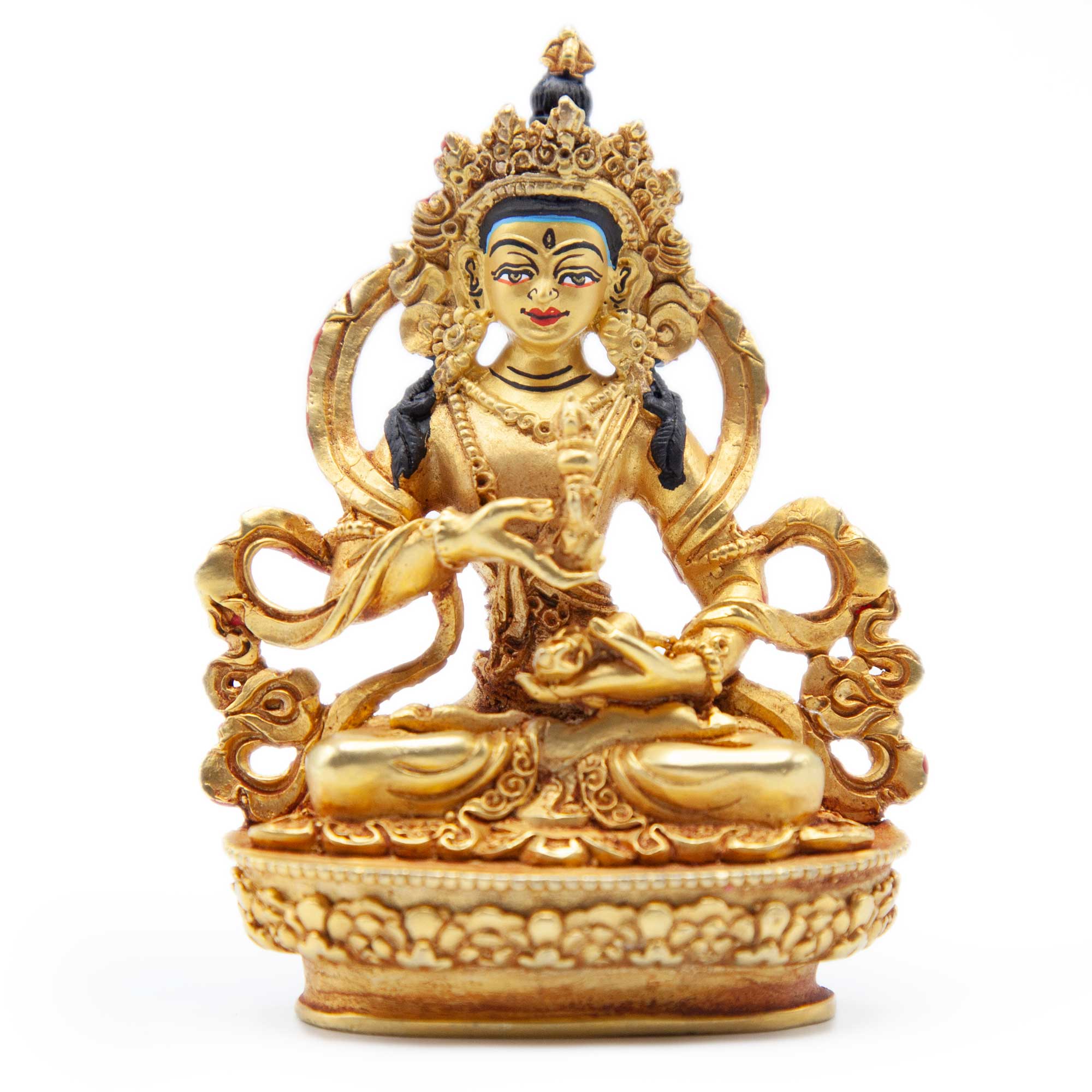 Vajrasattva Gold with Painted Face Statue - Mini
