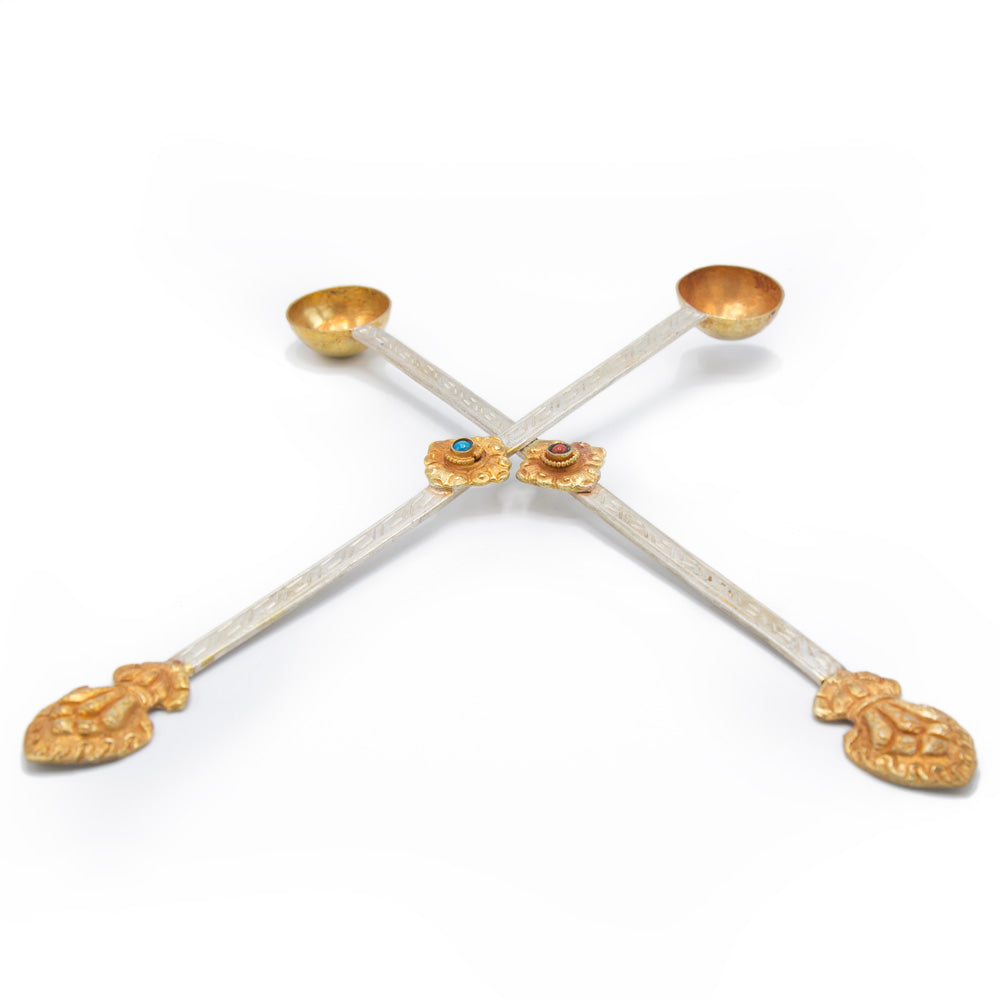 Silver and Gold-Plated Ritual Spoons - 9.75 inch