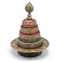 Engraved Oxidized Copper Mandala Set with Stand