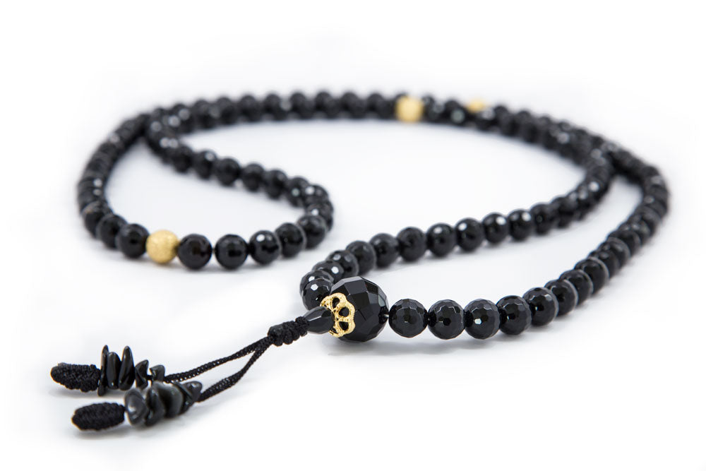 Faceted Black Onyx Mala - 8mm