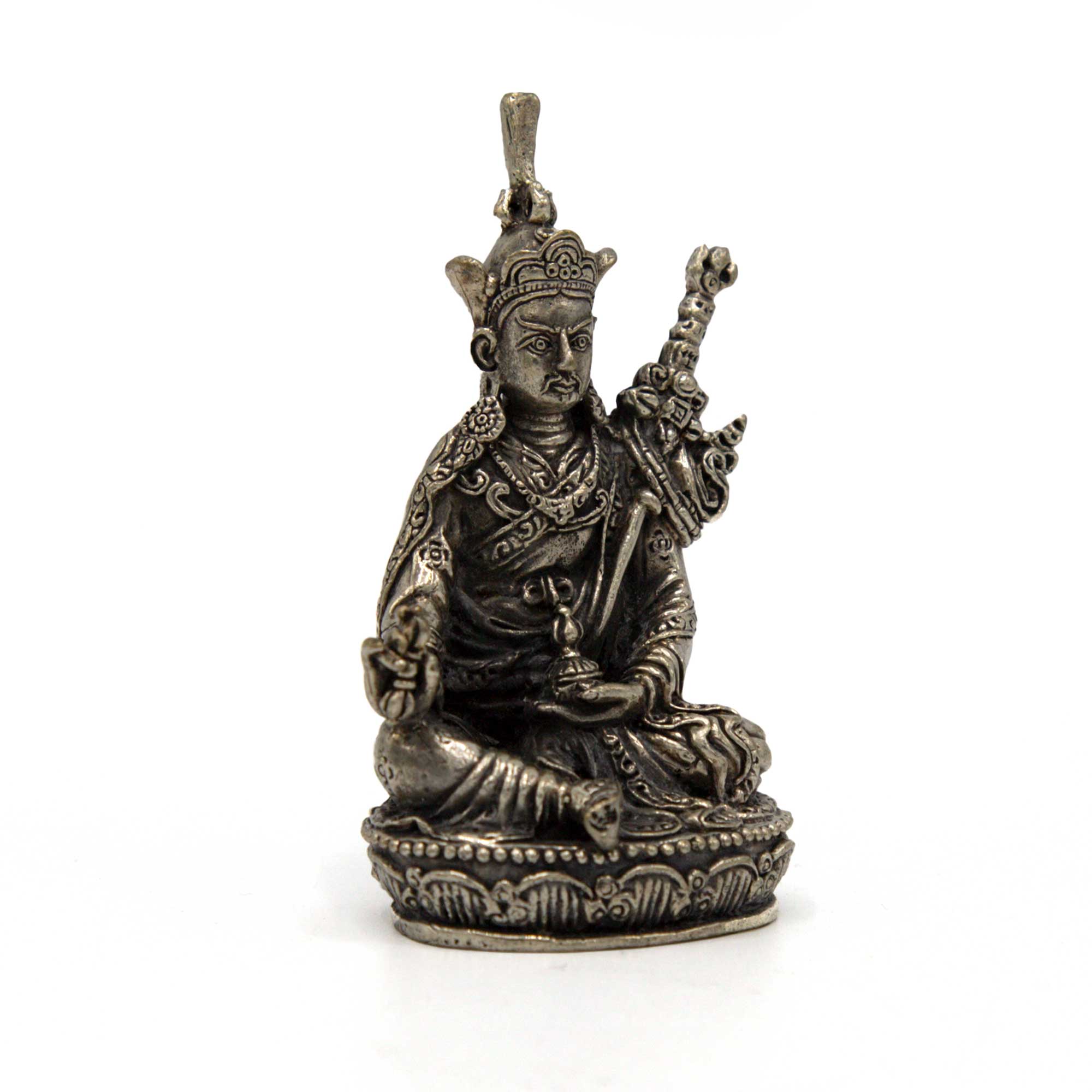 Guru Rinpoche Statue - White Metal - Mini