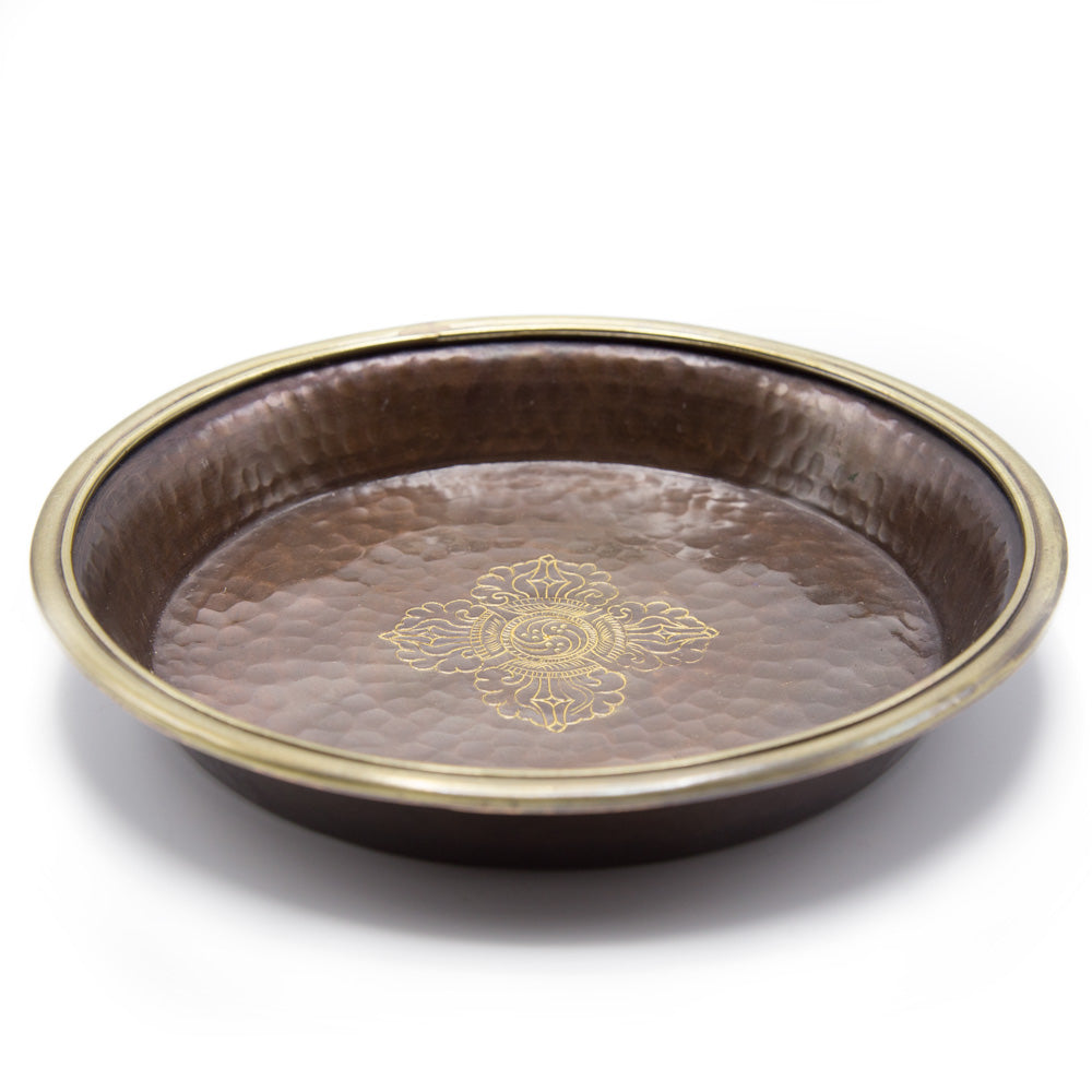 Oxidized Copper Hammered Shrine Plate - 7 inch
