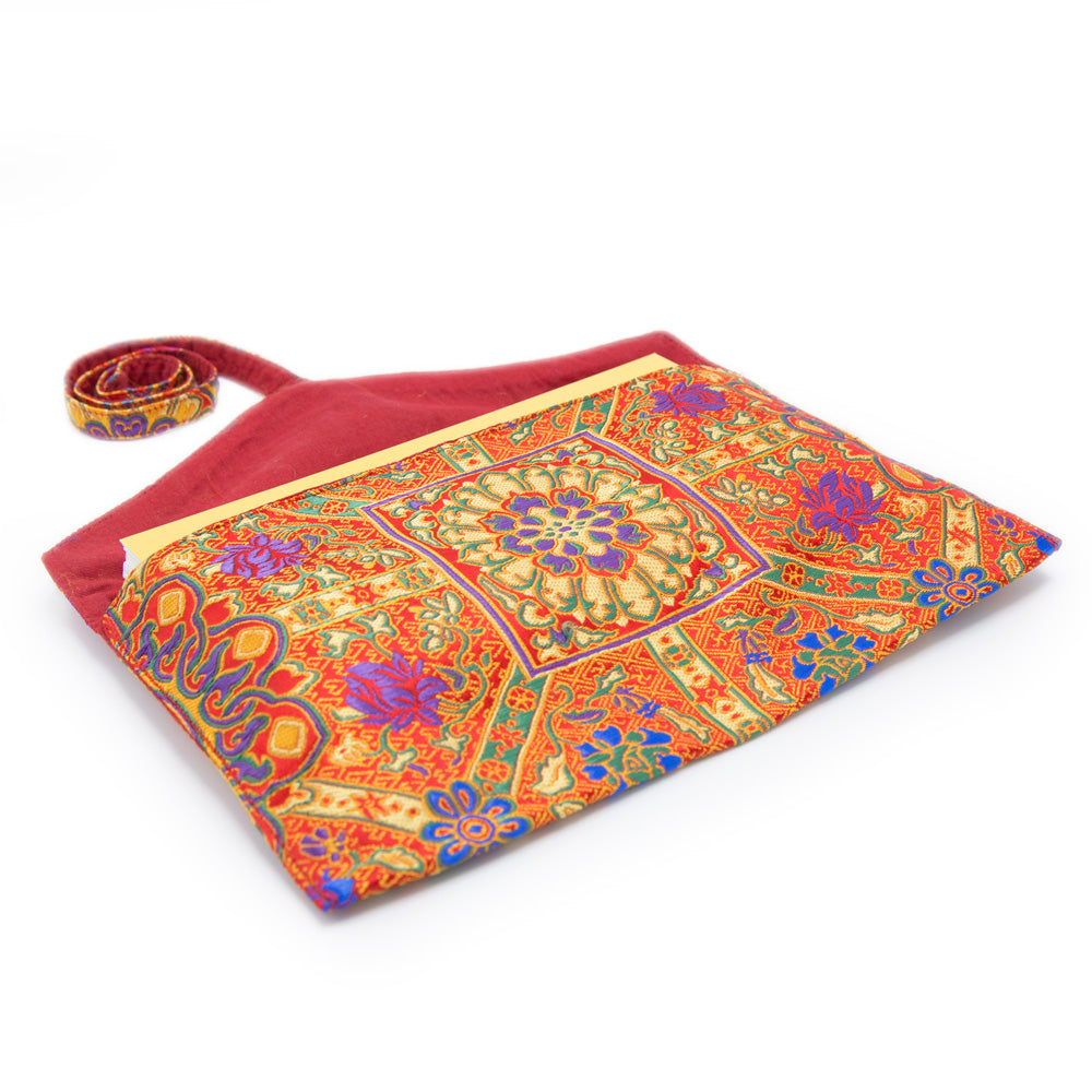 Indian Silk Brocade Text Envelope - Red
