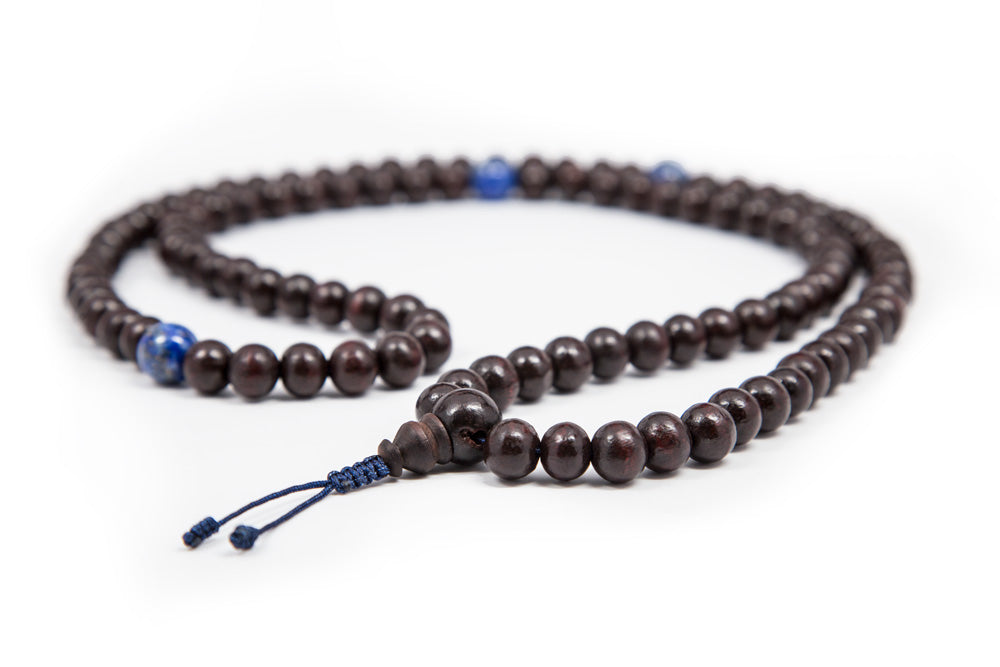 Rosewood and Lapis Mala - 9-10mm
