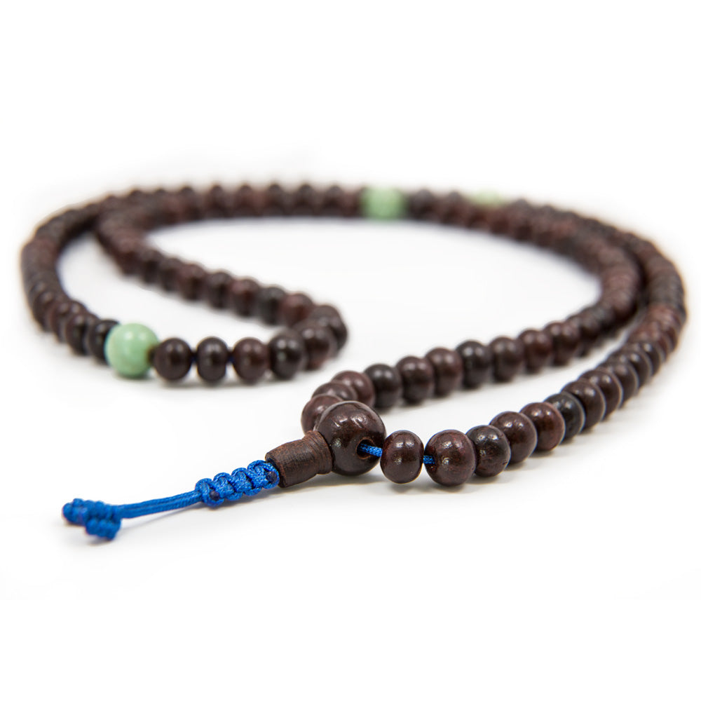 Rosewood and Green Turquoise Mala - 6mm