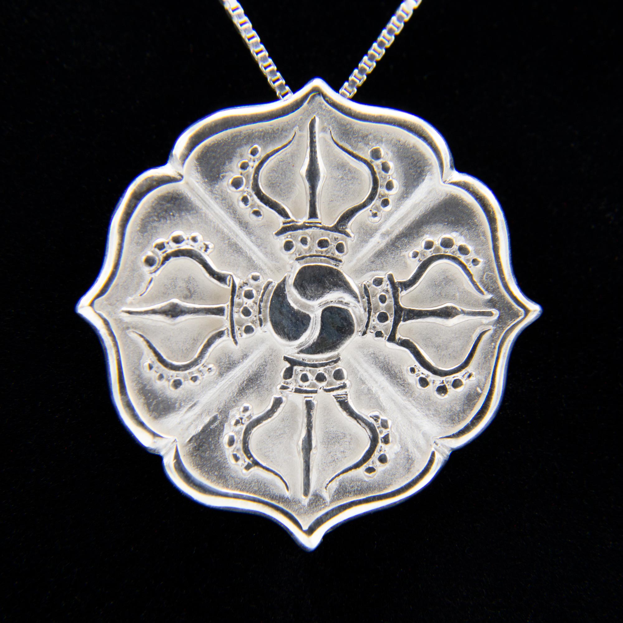 Silver Crossed Vajra Pendant