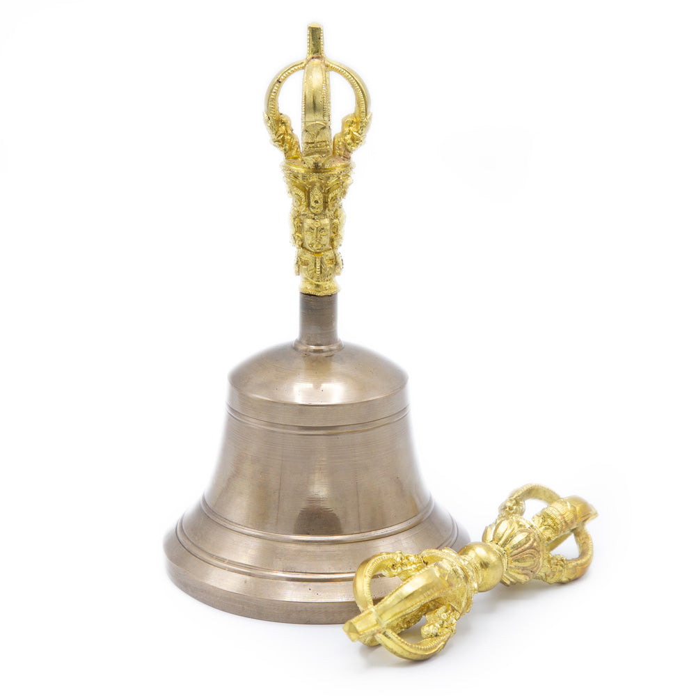 Five-pronged Smooth Dehradun Bell & Dorje - Standard