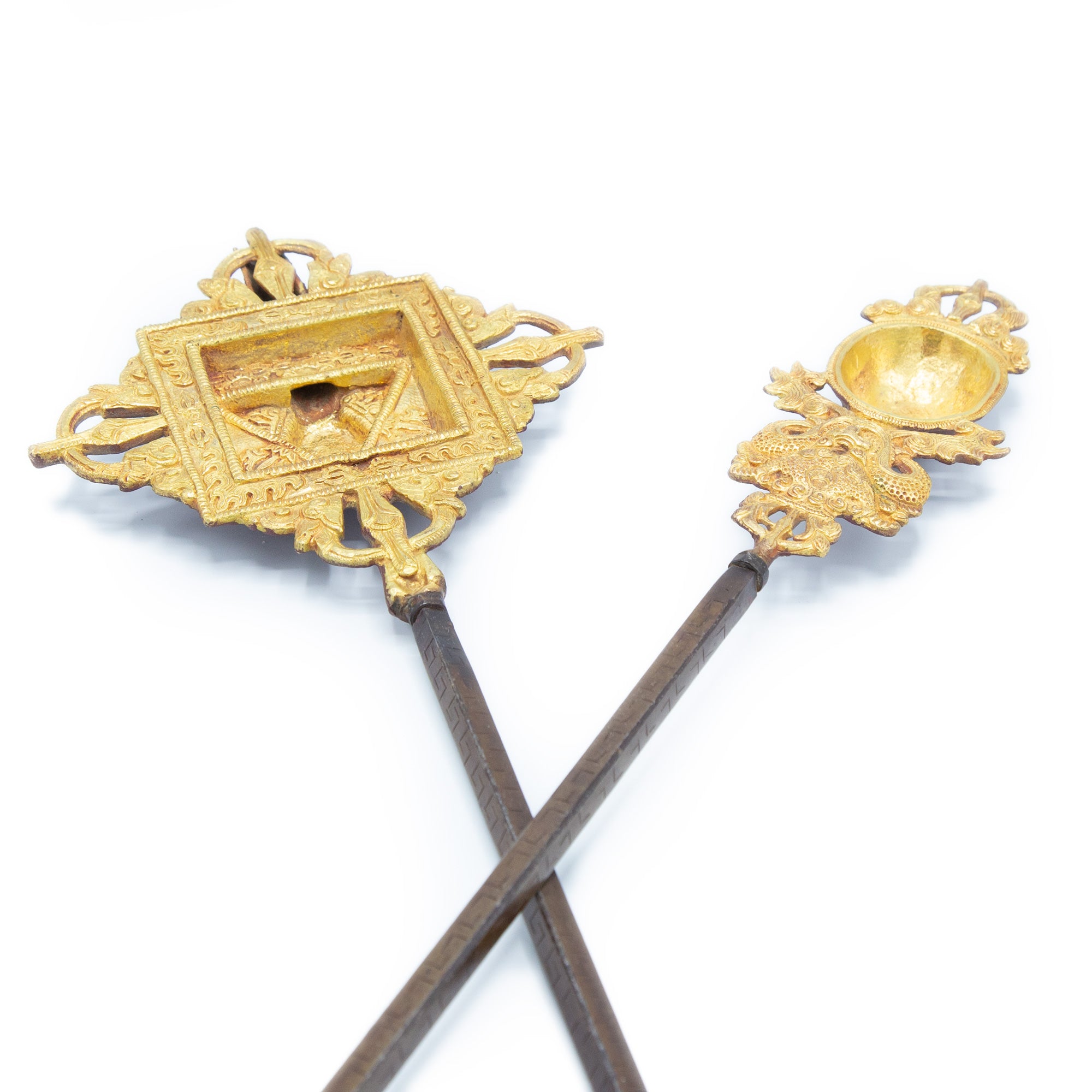 Gold Plated Fire Puja Tongs