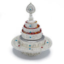 White Metal Mandala Set with Stand