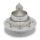 White Metal Mandala Set with Stand