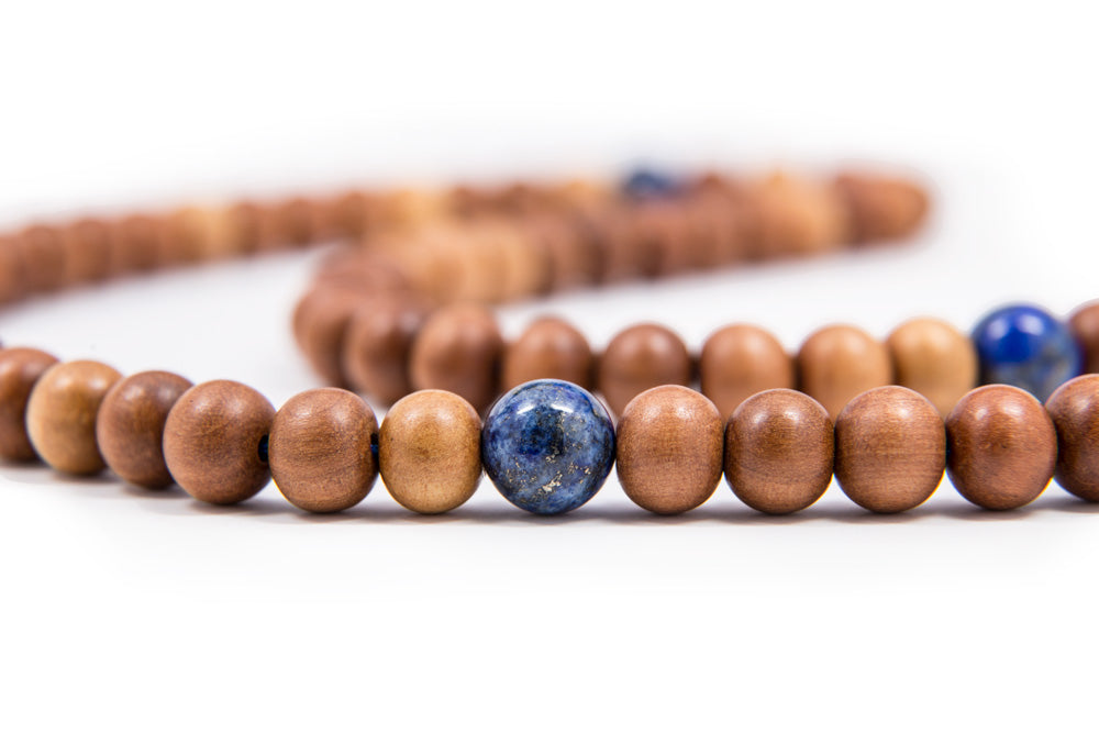 Wood Mala and Lapis Spacers - 9mm
