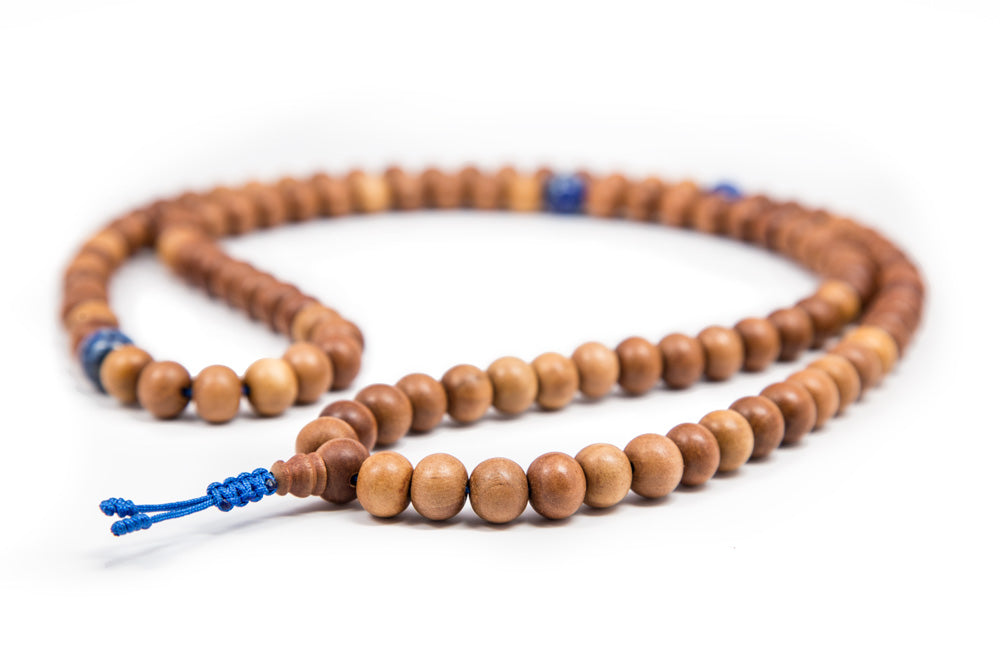 Wood Mala and Lapis Spacers - 9mm