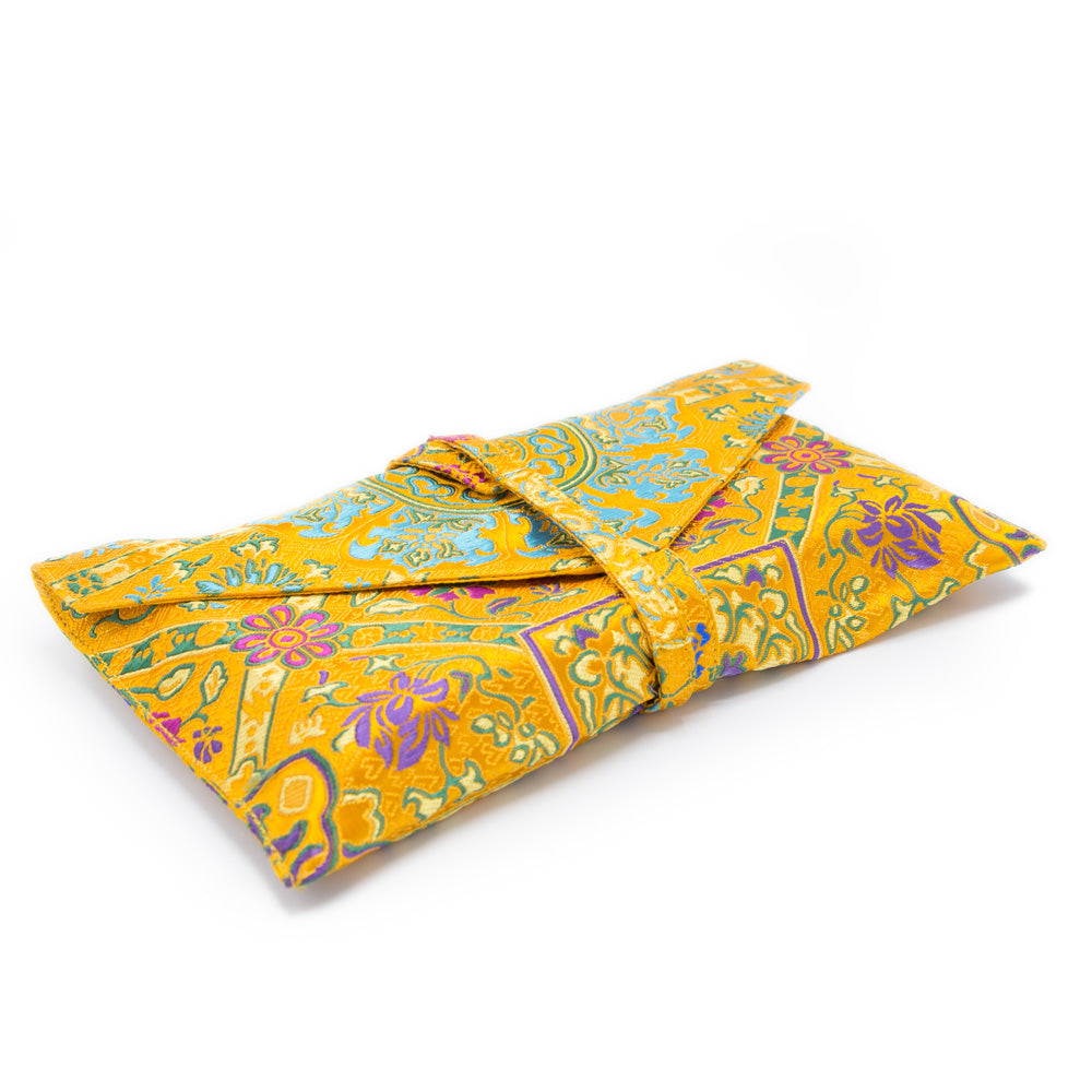 Indian Silk Brocade Text Envelope - Yellow