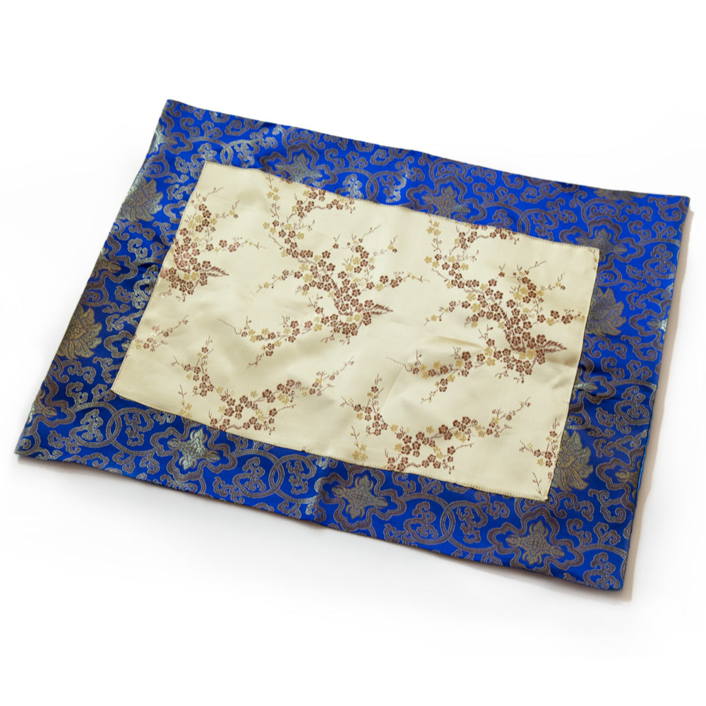 Gold Blossom and Blue Lotus Silk Brocade Shrine Cloth