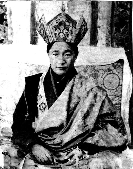 Dudjom Rinpoche on Throne Photo
